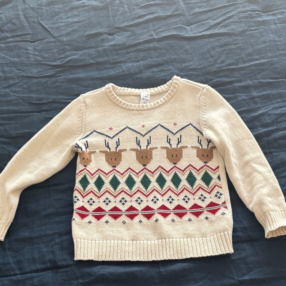 Carter's Festive Cream Sweater with Reindeer Design